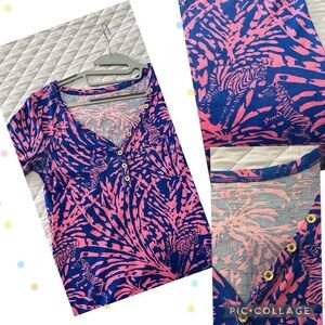 Women's Lilly Pulitzer Pink and Blue Patterned Dress